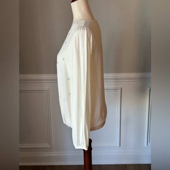 Boden White Tori Silver Embroidered Metallic Star Long Sleeve Top size 6 NWT - Picture 5 of 13